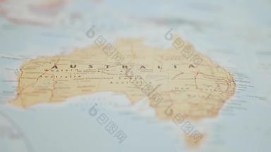 近距离视图澳大利亚色彩斑斓的模糊的<strong>大洋洲</strong>地图